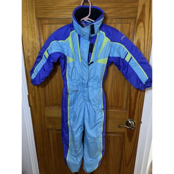 Spyder Kids Sz 5 Snowsuit One Piece Grow Small To Tall Snow Bib Snowboard‎ Blue